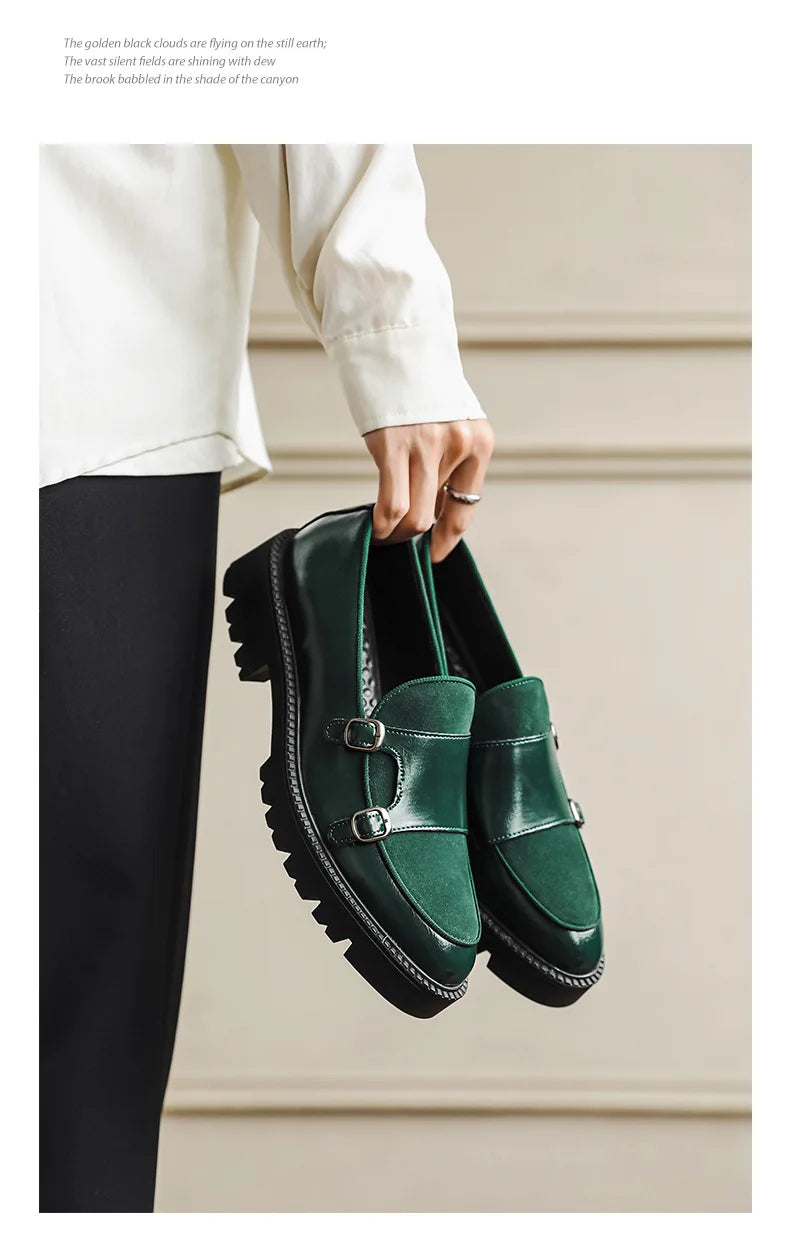 Loafers Men Leather Shoes Thick-soled British Style Black Formal Business Shoes Fashion Luxury Slip-On Casual Shoes Big Size 46
