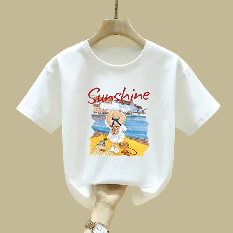Fashionable Children's and Baby Summer Wear, Summer Cartoon Little Girl T-shirt Tops Are Trendy Kids Clothes