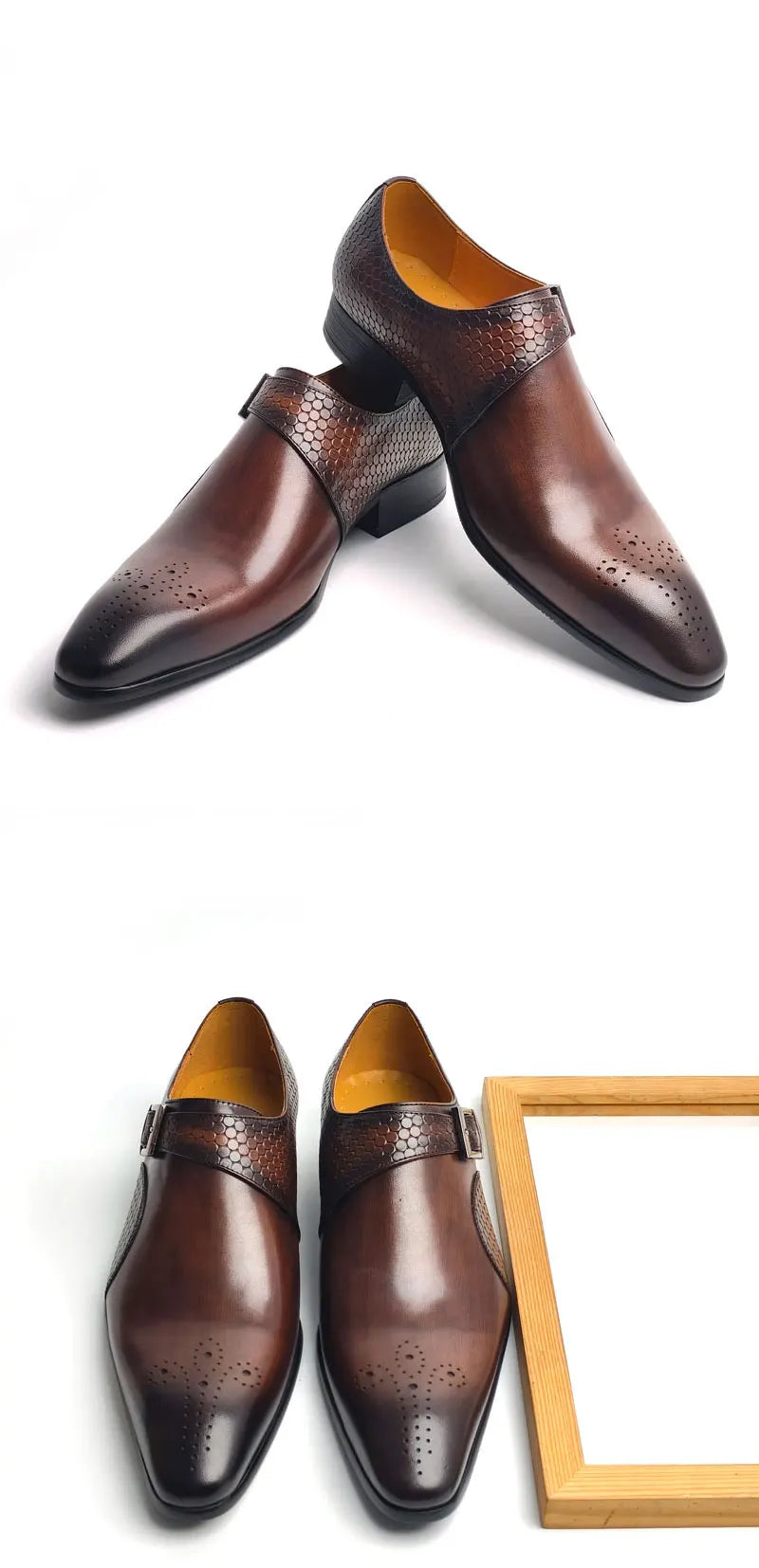 Luxury Men's Leather Shoes Good Quality Leisure Business Fashion Office Shoe Monk Style Dress Wedding Party Genuine Cow Leather