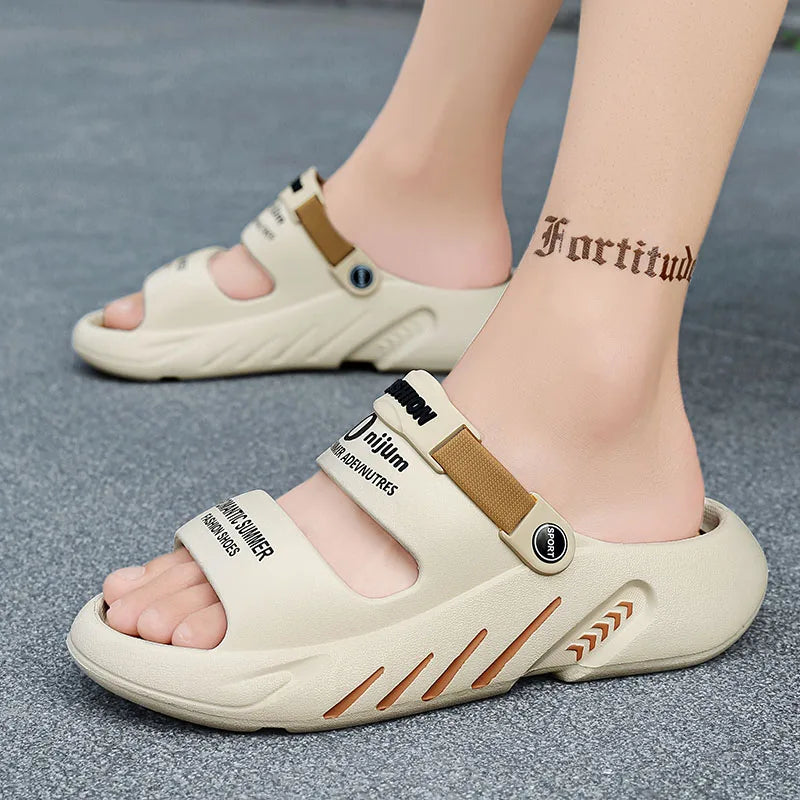 Massage Men Slippers Summer Breathable EVA Slippers Dual Purpose Sandals For Men Lightweigh Sumer Shoes For Men Plus Size 39-48
