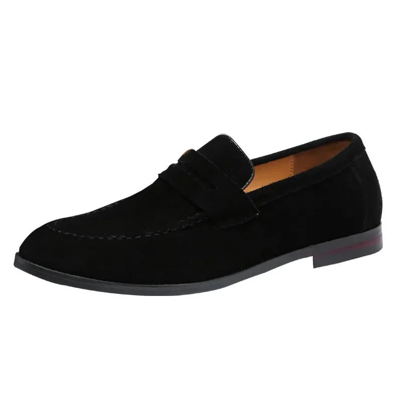 Men Suede Loafers Shoes Tassel Design Leather Casual Shoes Men's Flats Simple Slip on Male Footwear Breathable Solid Large Size
