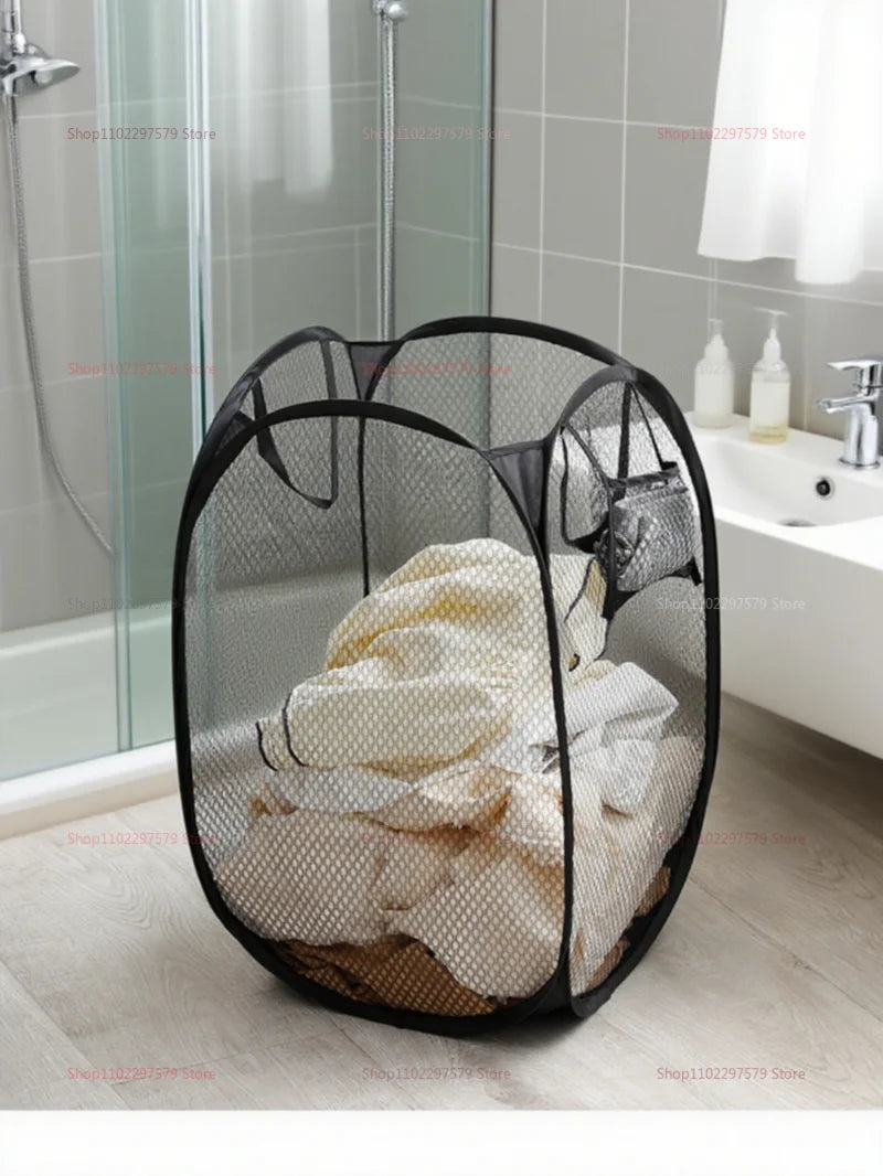 Household Storage Baskets Breathable Collapsible Mesh Pop Up Laundry Baskets Laundry Room Necessary Storage Clothes Organizers