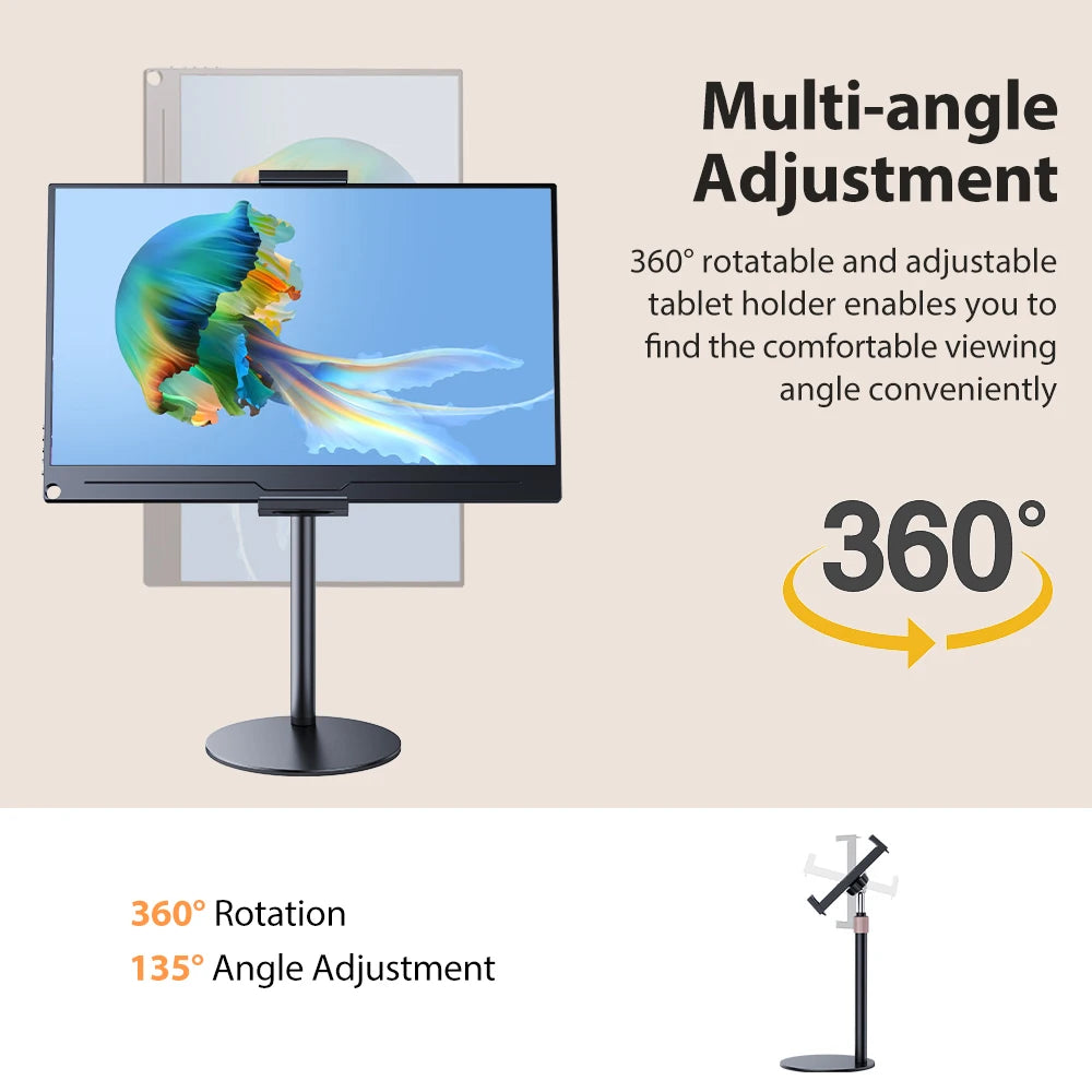 Portable Vesa Monitor Tablet Holder Adjustable Monitor Stand Height Up To 24Cm Standing Tablet Bracket Desk Mount Wider Base