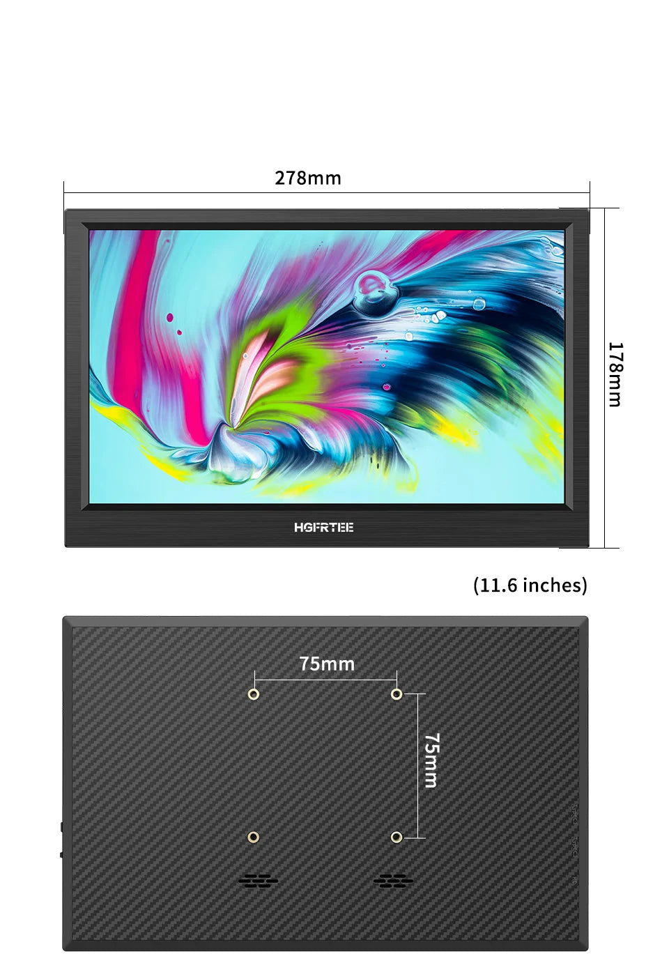 HGFRTEE 11.6inch Portable Monitor Gaming Extended Monitor HDMI-Compatible Laptop second screen For Switch/PS4/Raspberry Pi