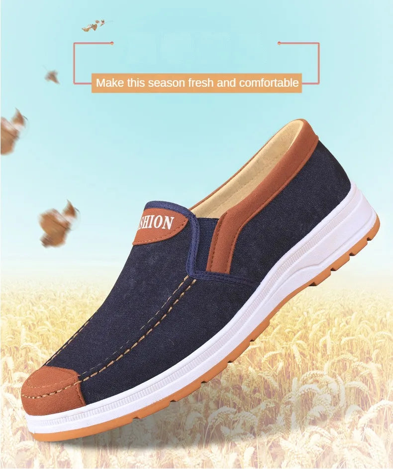 Men's casual board shoes, old Beijing cloth shoes, breathable, comfortable, and non slip canvas shoes, men's work shoes