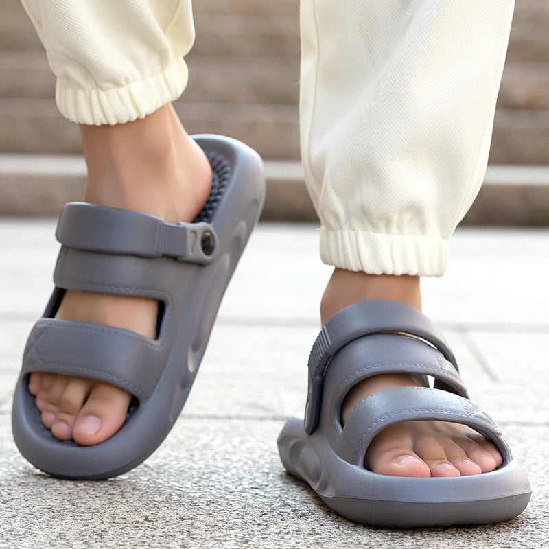 Men's Summer Soft Sole Comfortable Casual Sandals Fashion Simple Lightweight Slippers Outdoor Anti slip Waterproof Beach Shoes