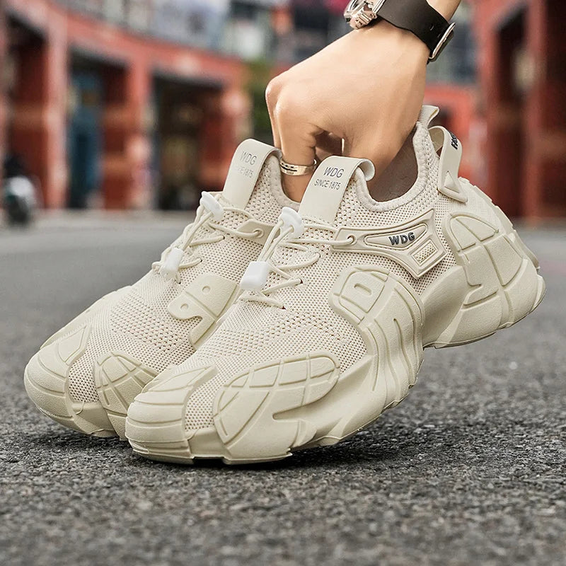 Men's casual sports shoes fashion new large size thick soled sneakers men's shoes breathable increase punk shoes men's loafers