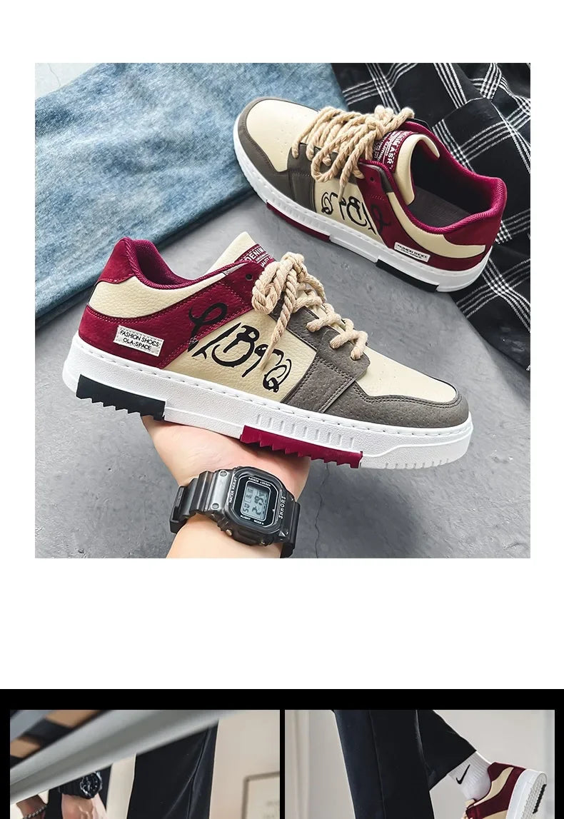 Fashion Designer Shoes Men Casual Platform Sneakes Lace Up Trainers Student Sneakes Mens Vulcanized Shoes Zapatillas Hombre