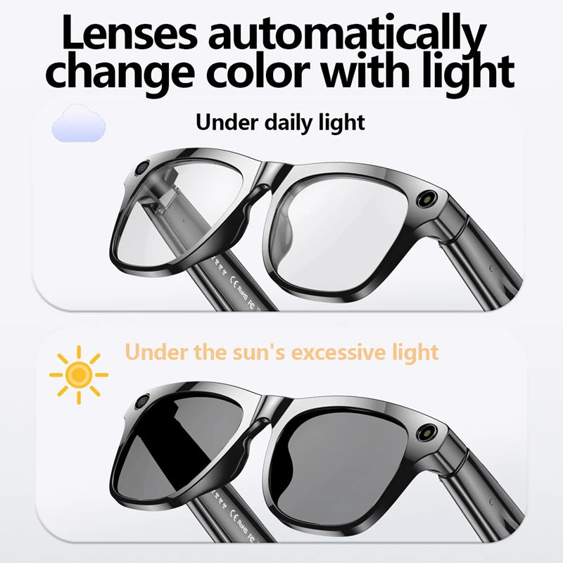 Xiaomi 6K HD AI Smart Glasses Photochromic Multifunction Bluetooth Calling Voice Assistant Music Player Translate Camera Glasses