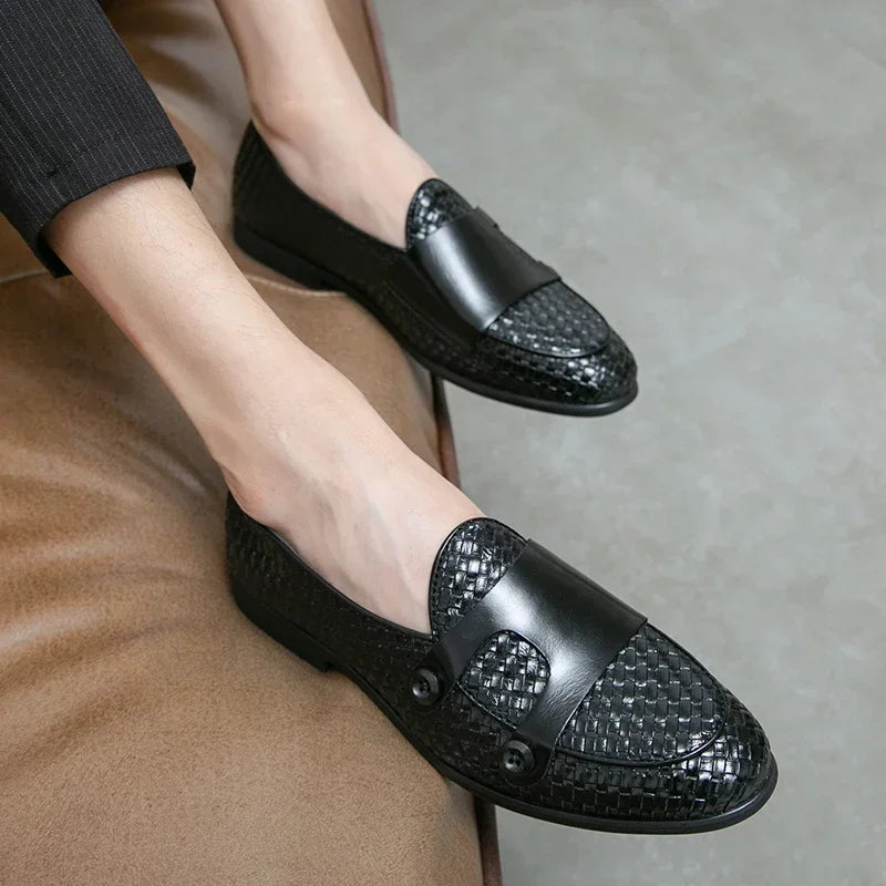 Men Loafers Shoes Brown Black Pu Breathable Double Buckle Monk Shoes Mocassins Cuir Pour Hommes  Men Shoes