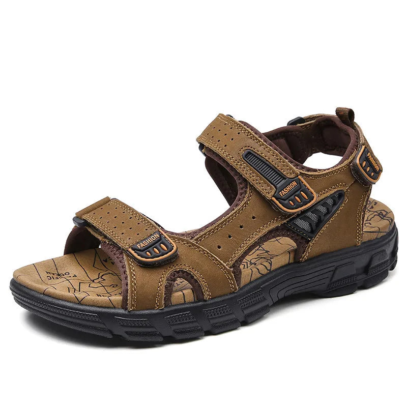 Designers Men's Sandals Luxury Genuine Leather Men's Sandals   High Quality Soft Casual Sandals for Men Beach Hiking Men's Shoes
