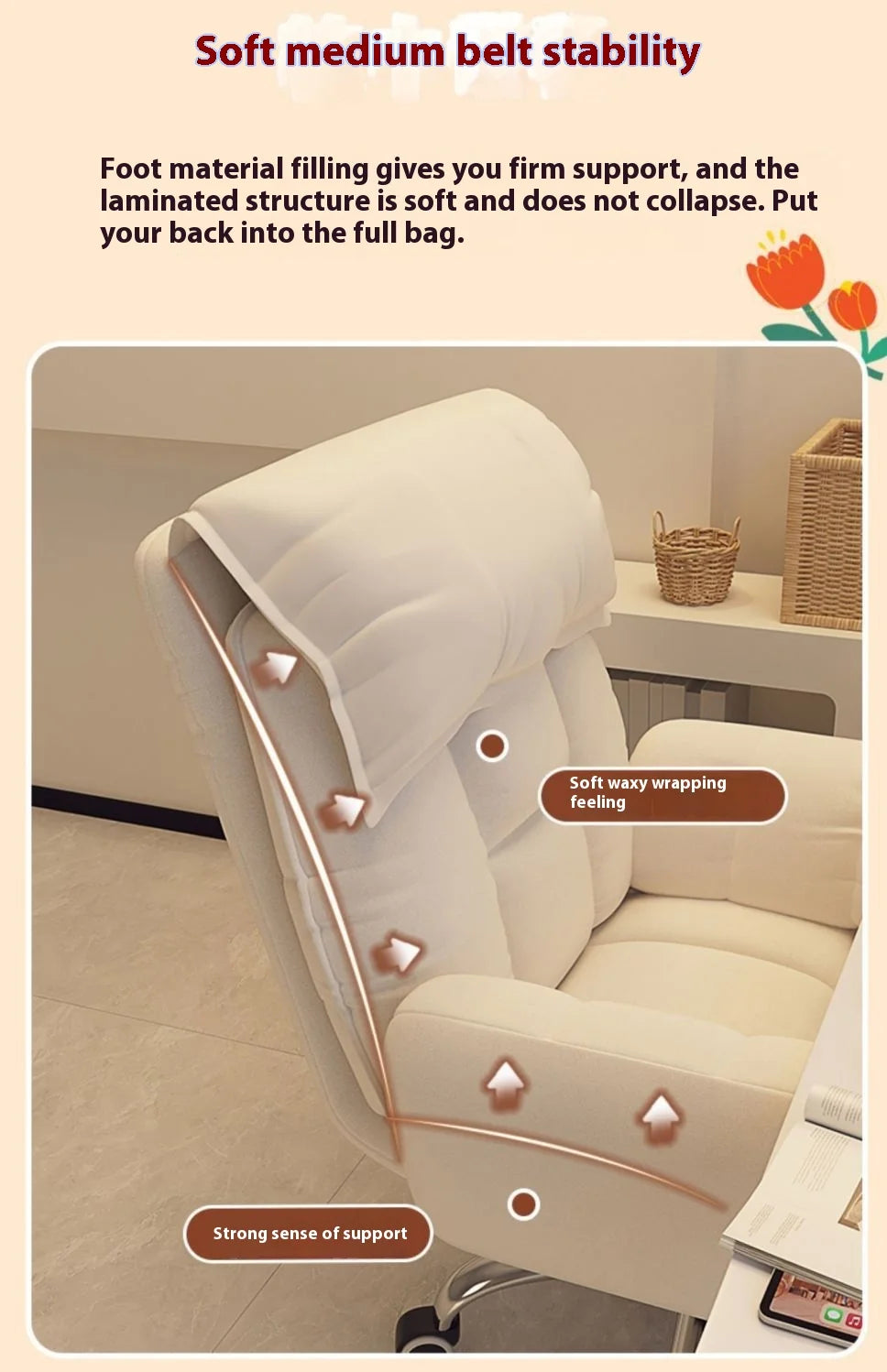 Computer Chair Comfortable Ergonomic Office Chair Lumbar Support Esports Chair 4D Adjustable Armrest Headrest Leisure Recliner