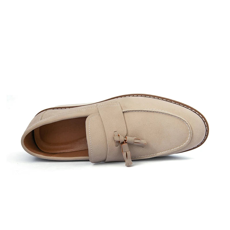 New Fashion Tassel Leather Men Shoes Slip On Loafers Classic Patchwork Suede Dress Shoes Man Daily Wedding Party Shoes for Man