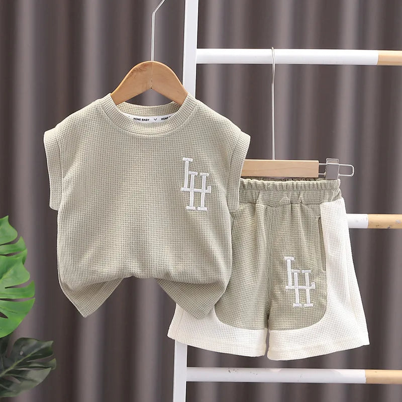 Fashion Summer Kids Baby Boys Clothing Suits Kids Children T-Shirt+Shorts Casual Clothes Outfit Girls Clothing 2PCS/Set 1-5Years