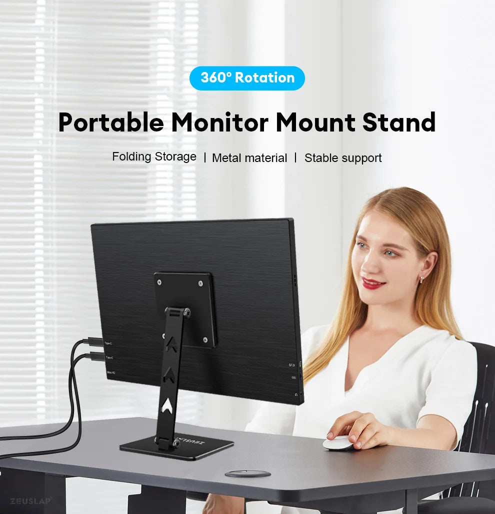 ZEUSLAP Rotating Portable Monitor Desk Metal Stand Holder For VESA Mount monitor