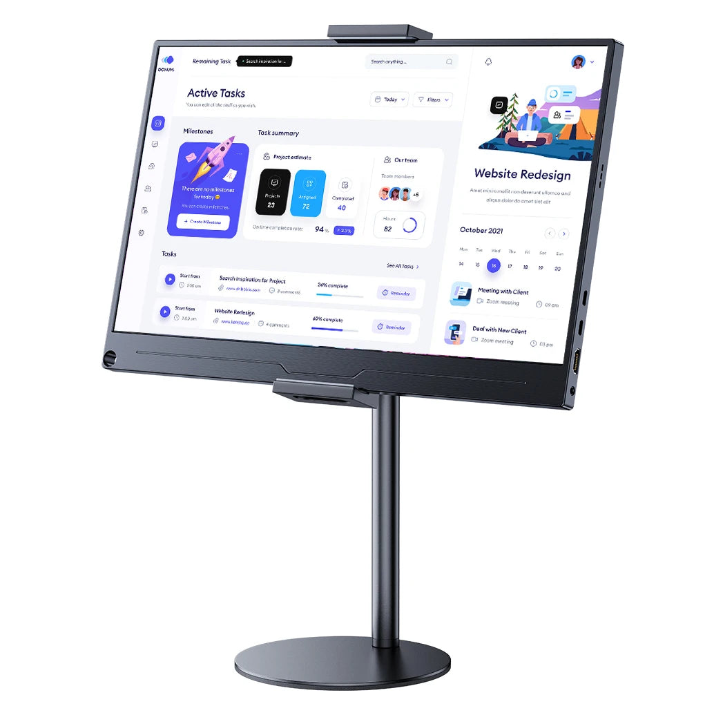Portable Vesa Monitor Tablet Holder Adjustable Monitor Stand Height Up To 24Cm Standing Tablet Bracket Desk Mount Wider Base