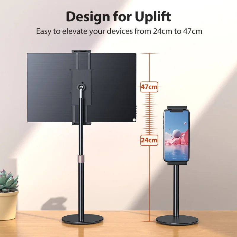 Portable Vesa Monitor Tablet Holder Adjustable Monitor Stand Height Up To 24Cm Standing Tablet Bracket Desk Mount Wider Base