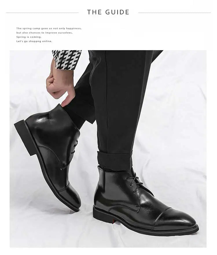 Men Boots Red Sole Handmade Solid Color Lace Up Classic Business Ankle Boots for Men Free Shipping Fashion Mens Shoes