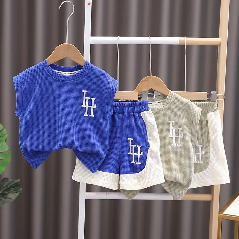 Fashion Summer Kids Baby Boys Clothing Suits Kids Children T-Shirt+Shorts Casual Clothes Outfit Girls Clothing 2PCS/Set 1-5Years