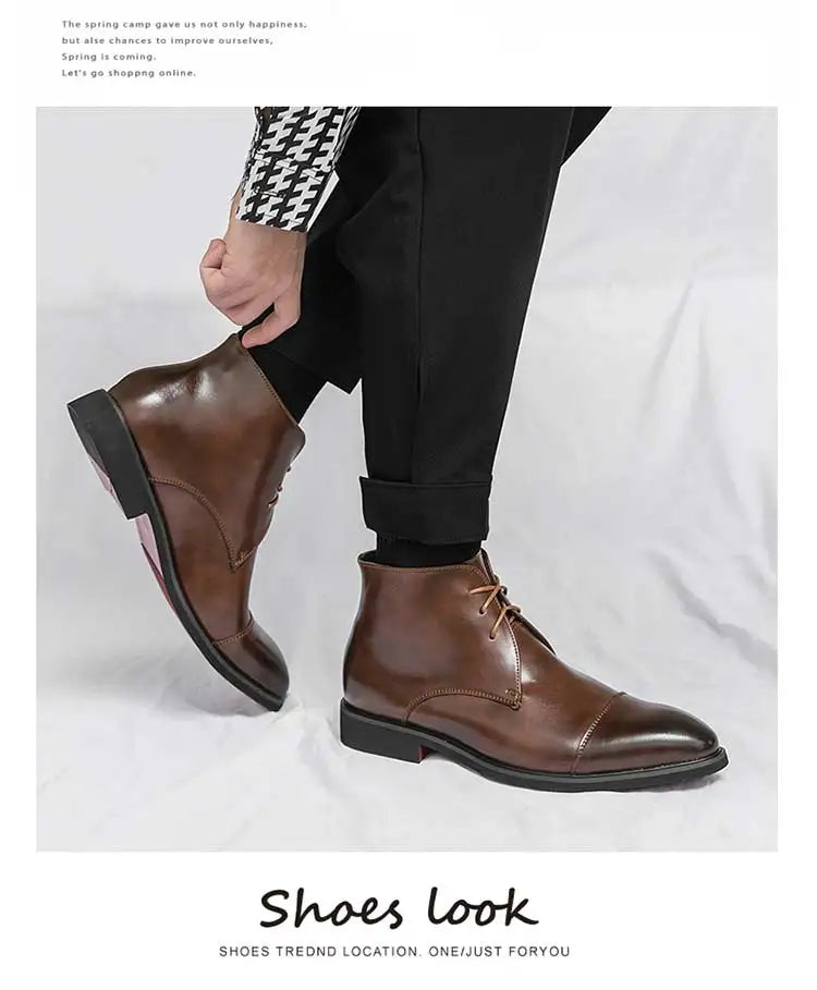 Men Boots Red Sole Handmade Solid Color Lace Up Classic Business Ankle Boots for Men Free Shipping Fashion Mens Shoes