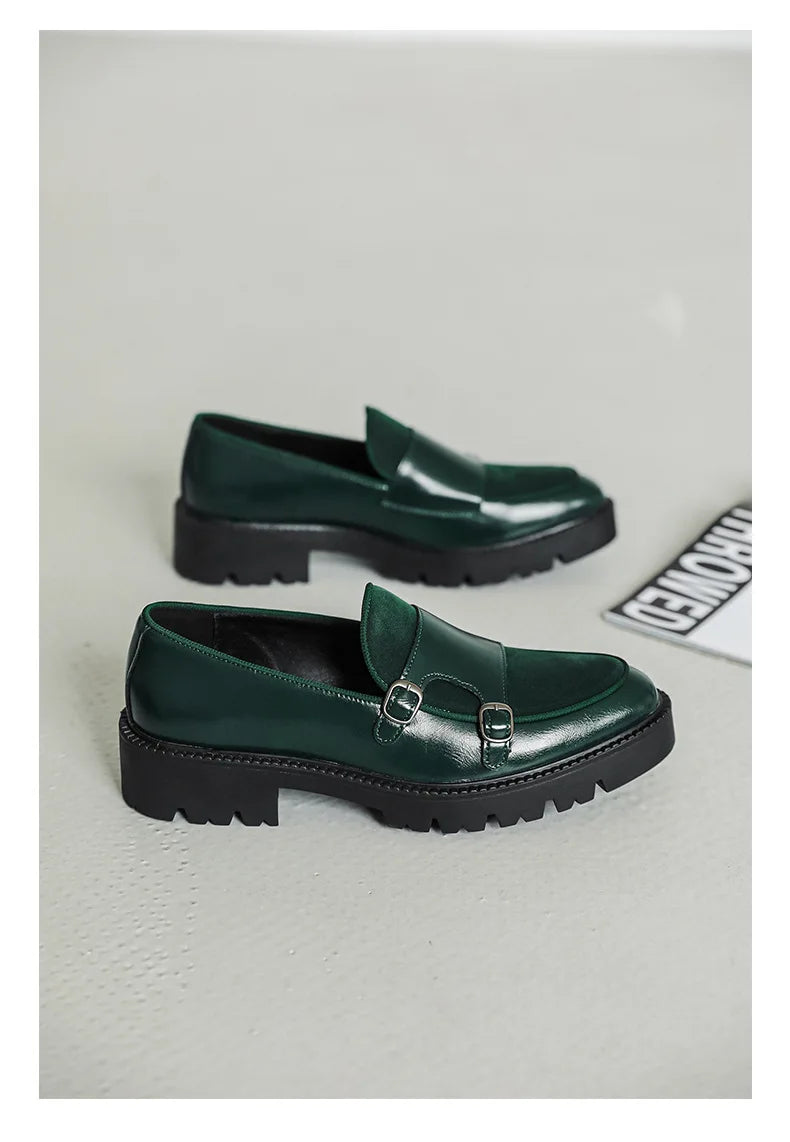 Loafers Men Leather Shoes Thick-soled British Style Black Formal Business Shoes Fashion Luxury Slip-On Casual Shoes Big Size 46