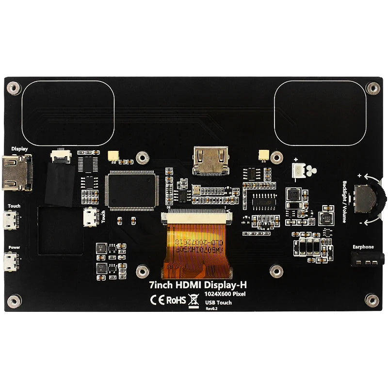 7 Inch Portable Display IPS LCD Capacitive Touch Screen 1024x600 Monitor Optional Speakers for Raspberry Pi 5 4B 3B+ Laptop PC