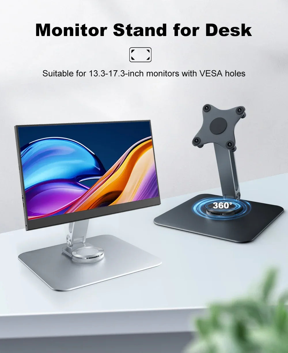 Aluminum Alloy Stand for Protable Monitor Table Bracket Adjustable 360 Rotation M4 Screw Bases Strong Load Capacity Super Stable