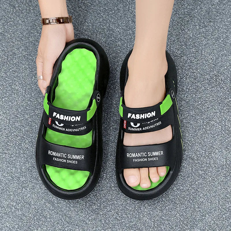 Massage Men Slippers Summer Breathable EVA Slippers Dual Purpose Sandals For Men Lightweigh Sumer Shoes For Men Plus Size 39-48