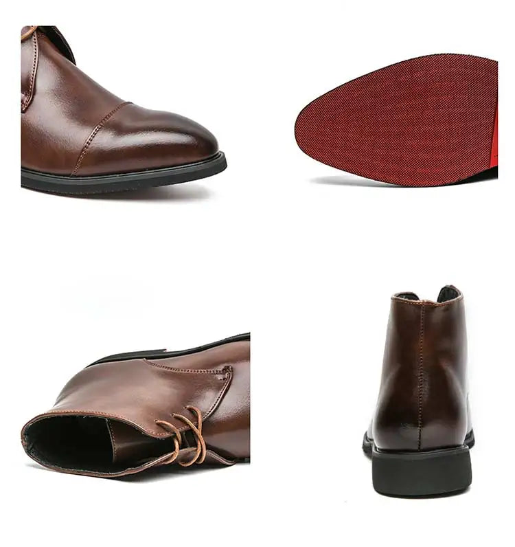 Men Boots Red Sole Handmade Solid Color Lace Up Classic Business Ankle Boots for Men Free Shipping Fashion Mens Shoes