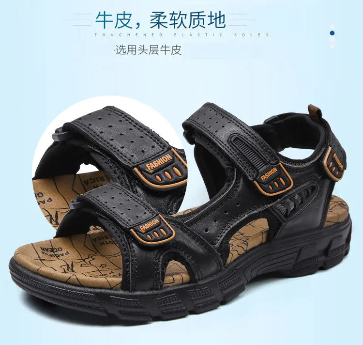 Designers Men's Sandals Luxury Genuine Leather Men's Sandals   High Quality Soft Casual Sandals for Men Beach Hiking Men's Shoes