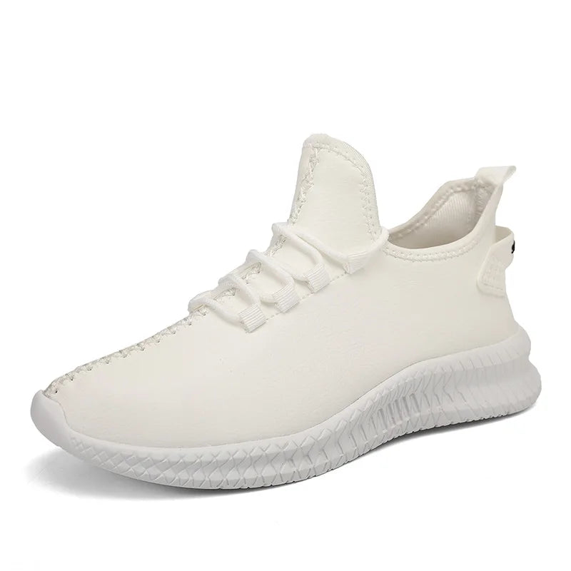 HKDQ New Men Casual Sneakers Waterproof Non Slip Outdoor Sneakers Male Artificial Leather Lace Up Low Top Lightweight Footwear