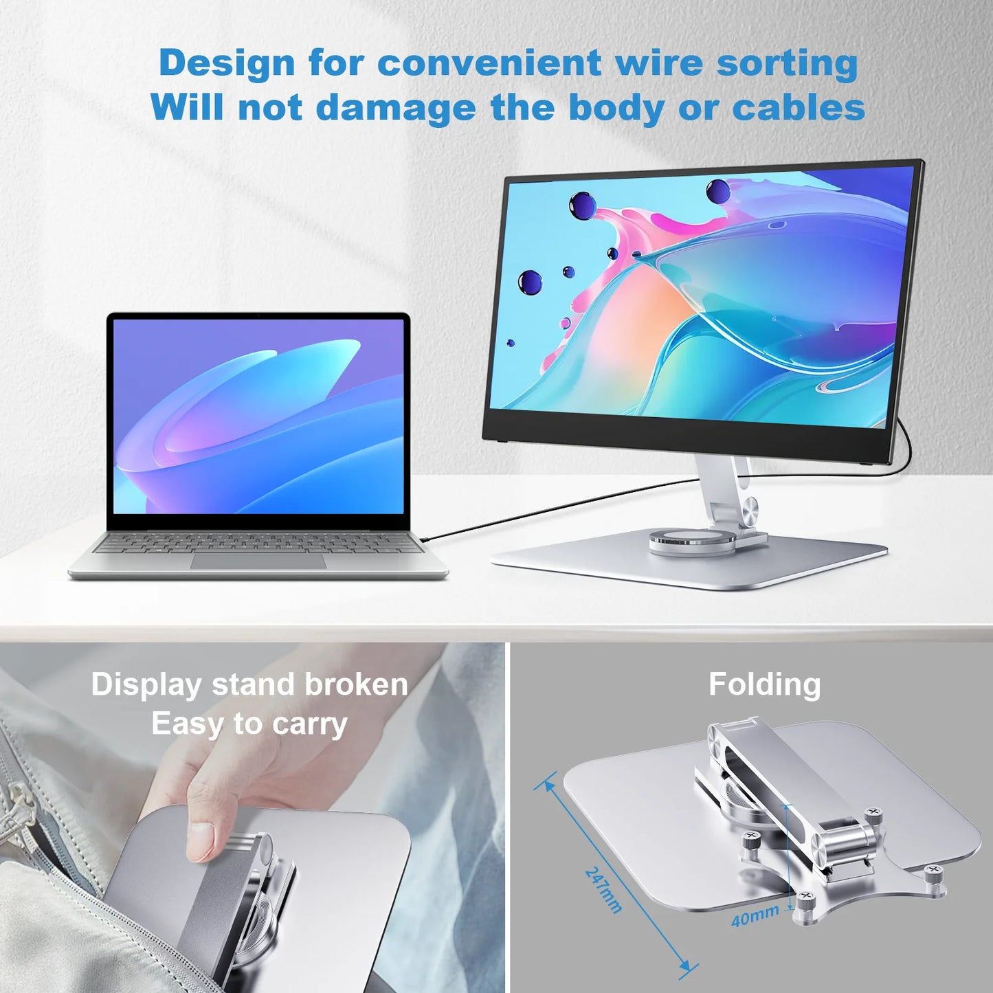 Portable monitor stand aluminum alloy desktop 360 ° rotation, VESA 75x75 suitable for M4 screws 5KG load capacity ultra stable