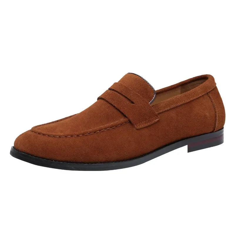 Men Suede Loafers Shoes Tassel Design Leather Casual Shoes Men's Flats Simple Slip on Male Footwear Breathable Solid Large Size