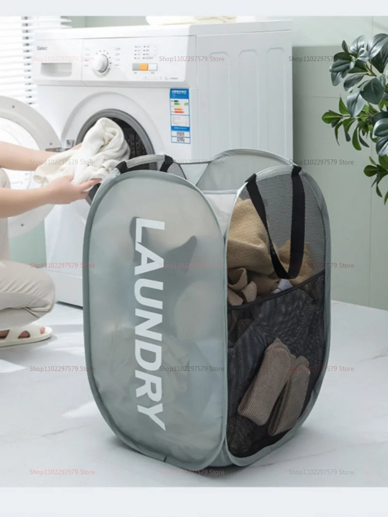 Household Storage Baskets Breathable Collapsible Mesh Pop Up Laundry Baskets Laundry Room Necessary Storage Clothes Organizers