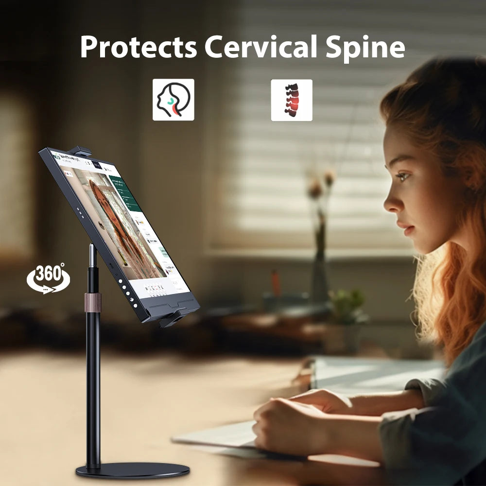 Portable Vesa Monitor Tablet Holder Adjustable Monitor Stand Height Up To 24Cm Standing Tablet Bracket Desk Mount Wider Base
