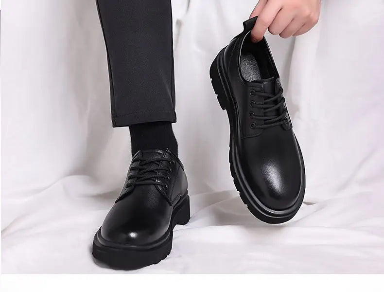 Leather Casual Round Toe Social Shoe Male Black Men's Formal Shoes Business Cheap Clearance Liquidation Clothing 2025 Trend 39