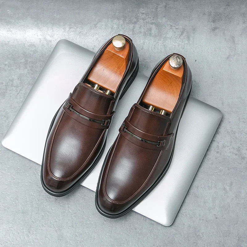 Men 2025 Fashion Loafers Shoes  New Comfy Mens Soft Sole Leather High Quality Style Men Business Thick Bottom Oxford Work Shoes