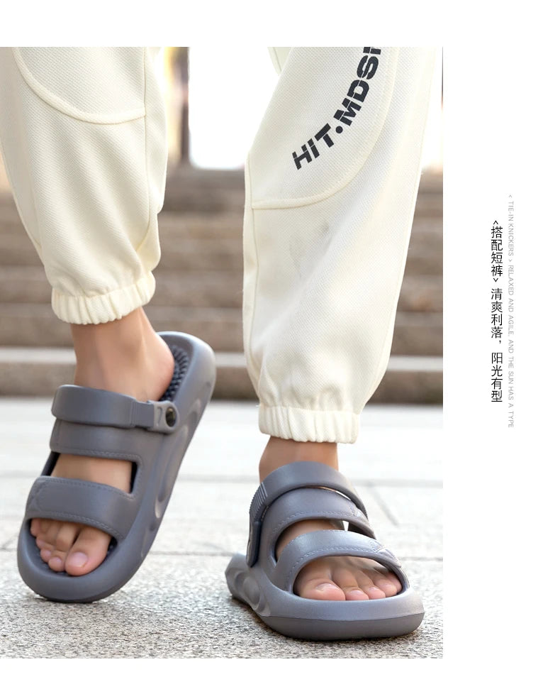 Men's Summer Soft Sole Comfortable Casual Sandals Fashion Simple Lightweight Slippers Outdoor Anti slip Waterproof Beach Shoes
