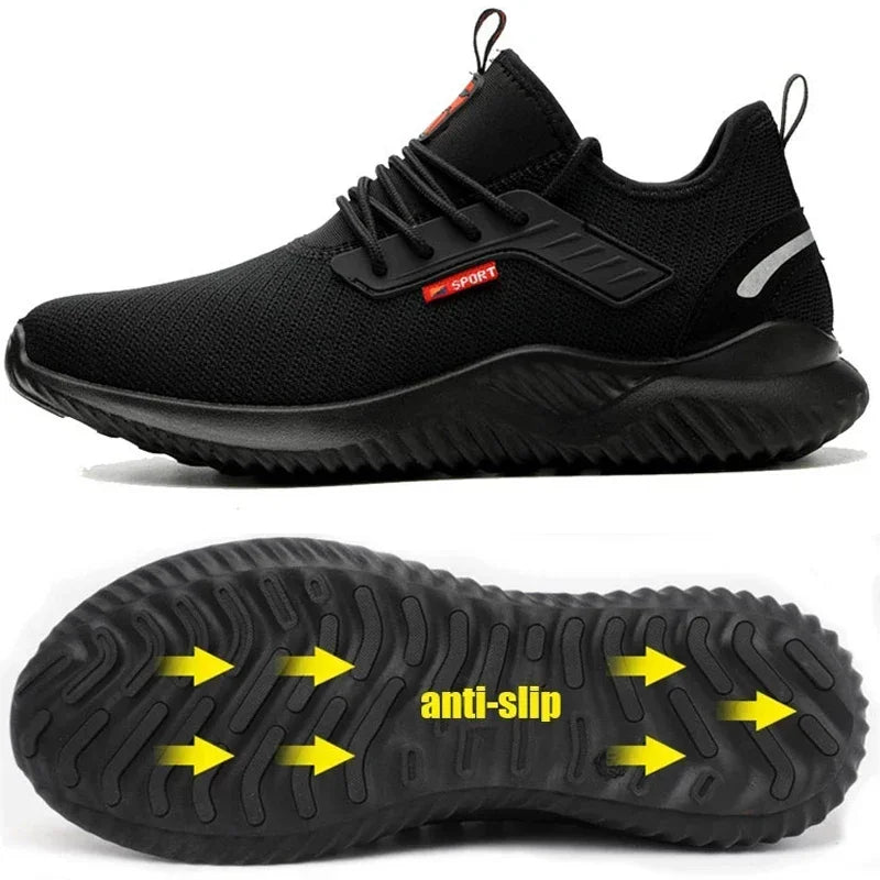 Flying woven shoes men's steel toe cap work safety shoes men's boot camouflage work shoes