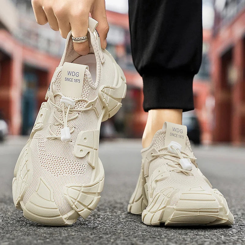 Men's casual sports shoes fashion new large size thick soled sneakers men's shoes breathable increase punk shoes men's loafers