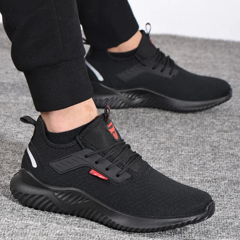 Flying woven shoes men's steel toe cap work safety shoes men's boot camouflage work shoes