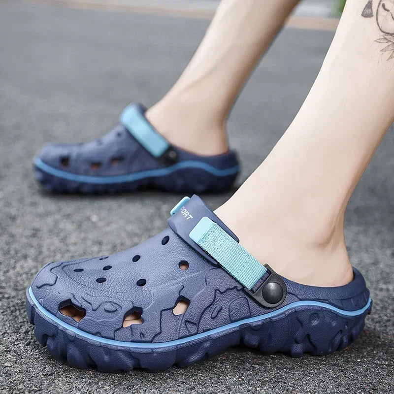 Big Size 47 Summer Men Slippers Fashion Outdoor Garden Clogs Men Hole Shoes Casual Shoes Water Shoes Comfort Home Soft Slippers