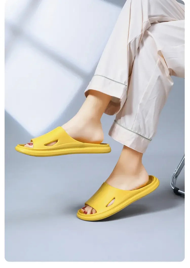 Women Men Sliders Cloud Slippers Non-Slip EVA Slippers Flip Flops with 1.6 inch Soft Thick Sole for Shower Bathroom Pool Beach