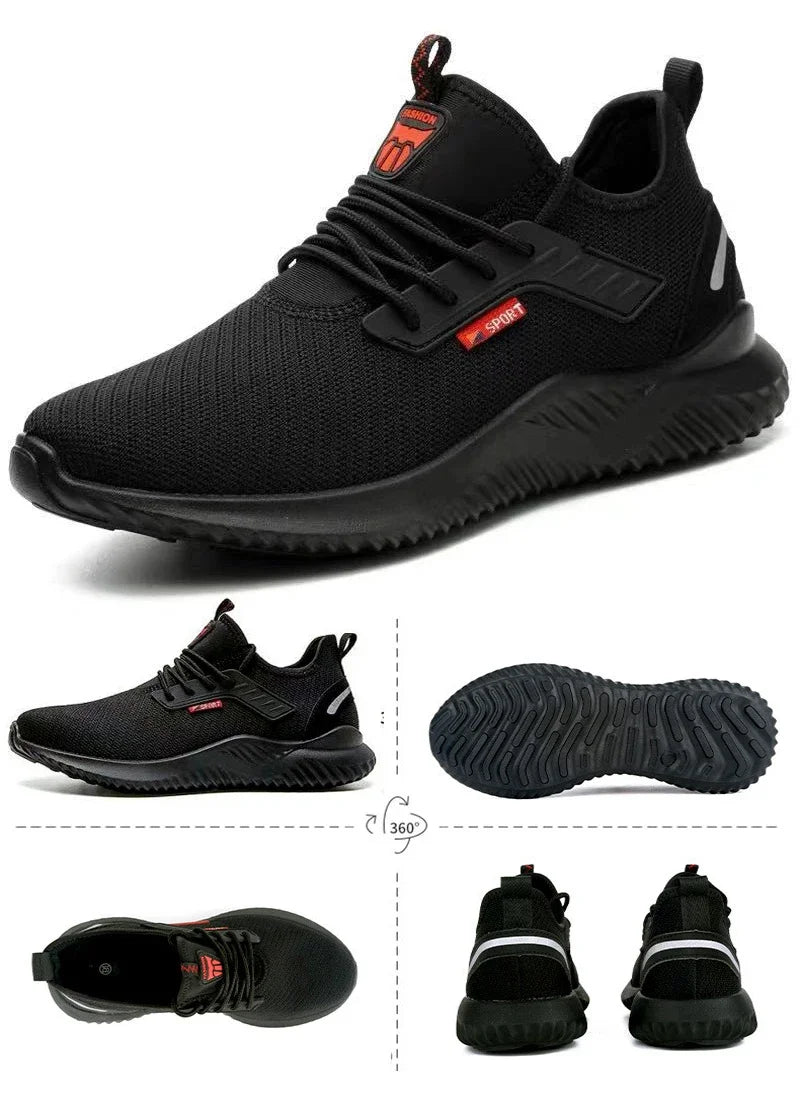 Flying woven shoes men's steel toe cap work safety shoes men's boot camouflage work shoes