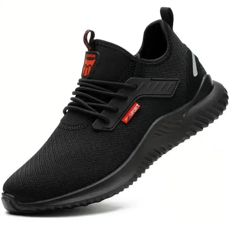 Flying woven shoes men's steel toe cap work safety shoes men's boot camouflage work shoes