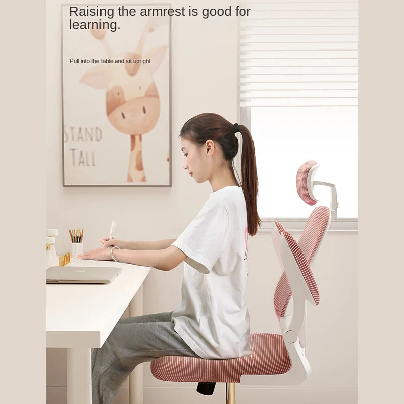 New Pink Breathable Comfortable Mesh Office Chair Latex Cushion Spine Protection Design Student Multifunctional Computer Chair