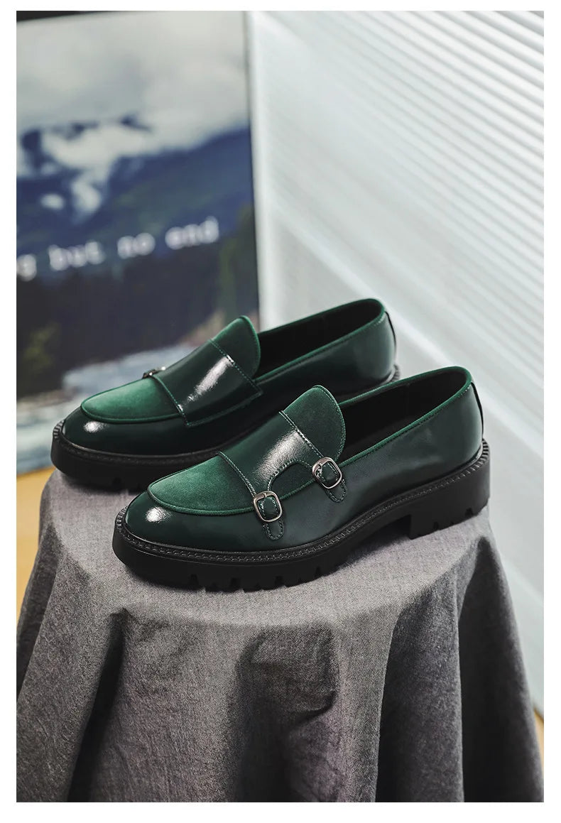 Loafers Men Leather Shoes Thick-soled British Style Black Formal Business Shoes Fashion Luxury Slip-On Casual Shoes Big Size 46