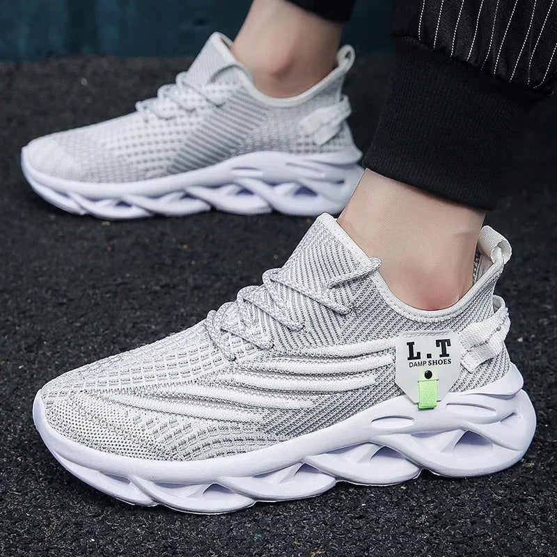 YRZL Mens Sport Shoes Breathable Lightweight Sneakers Outdoor Mesh Black Running Shoes Athletic Jogging Tenis Walking Shoes Man