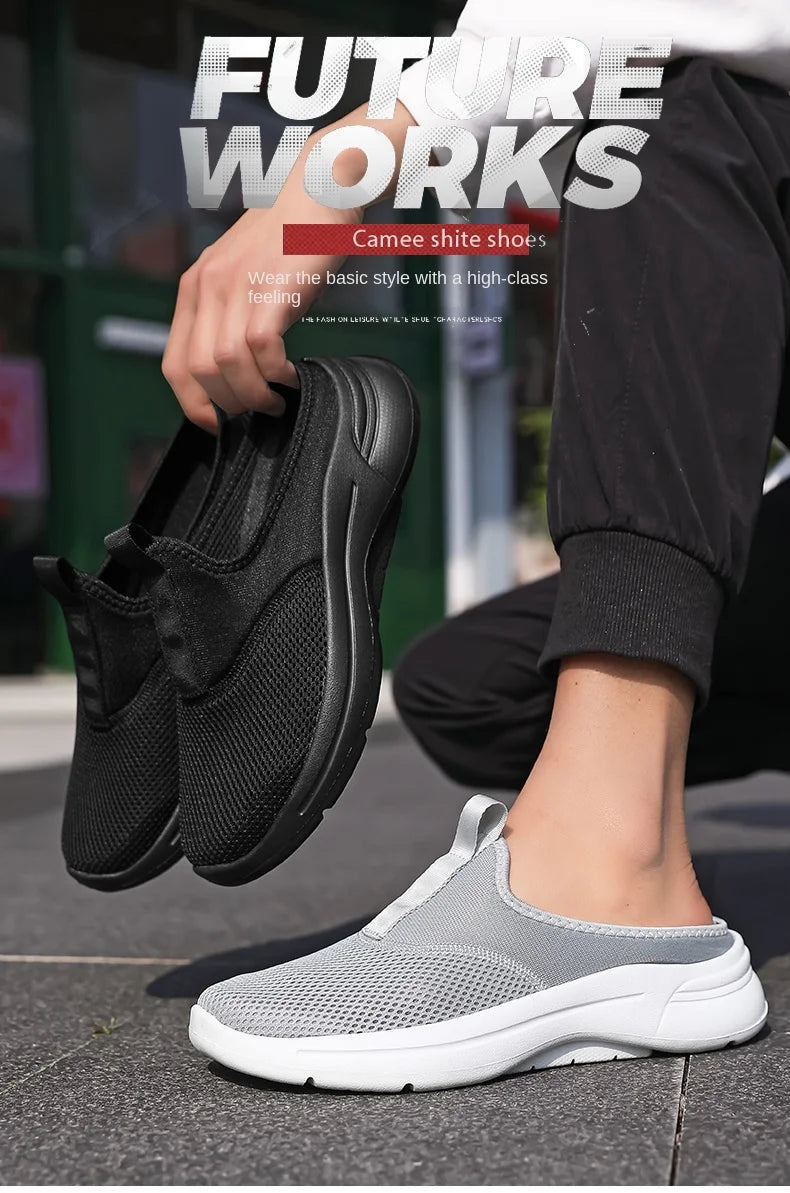 Summer Sport Casual Shoes For Men Breathable Slip On Loafers Men Sneakers Lightweight Barefoot Slippers Plus Size 39-48
