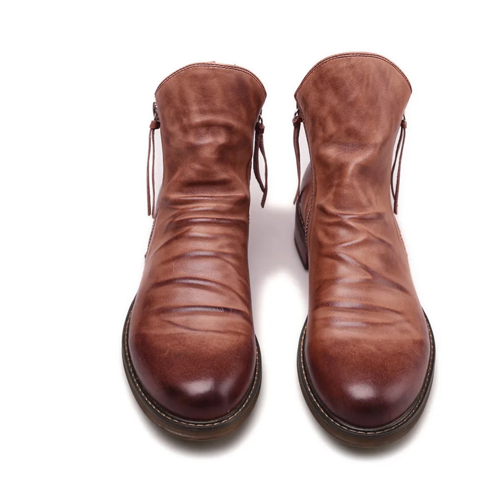 2022 Boots for Men Comfortable Retro Ankle Boots Non-Slip Leather Men's Shoes Cowboy Boots Mens Shoes Sneakers